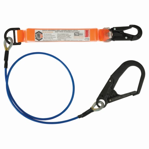 LINQ ELITE SINGLE LEG SHOCK ABSORB 2M WIRE ROPE LANYARD W/HARDWARE